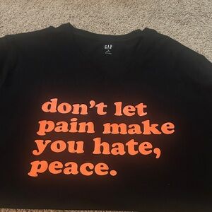 GAP Black Tee with Vibrant Orange Message